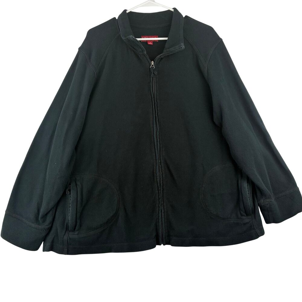 Merona Full Zip 100% Cotton Knit Jacket Men's 3X Black Long Sleeve Collared Gorp